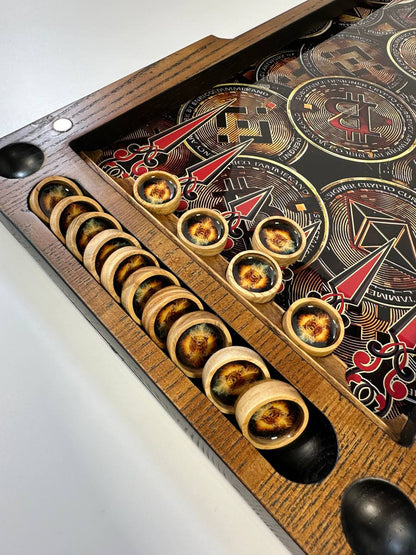 Exclusive Wooden Backgammon Set, Luxury gift idea for friend, Glass backgammon