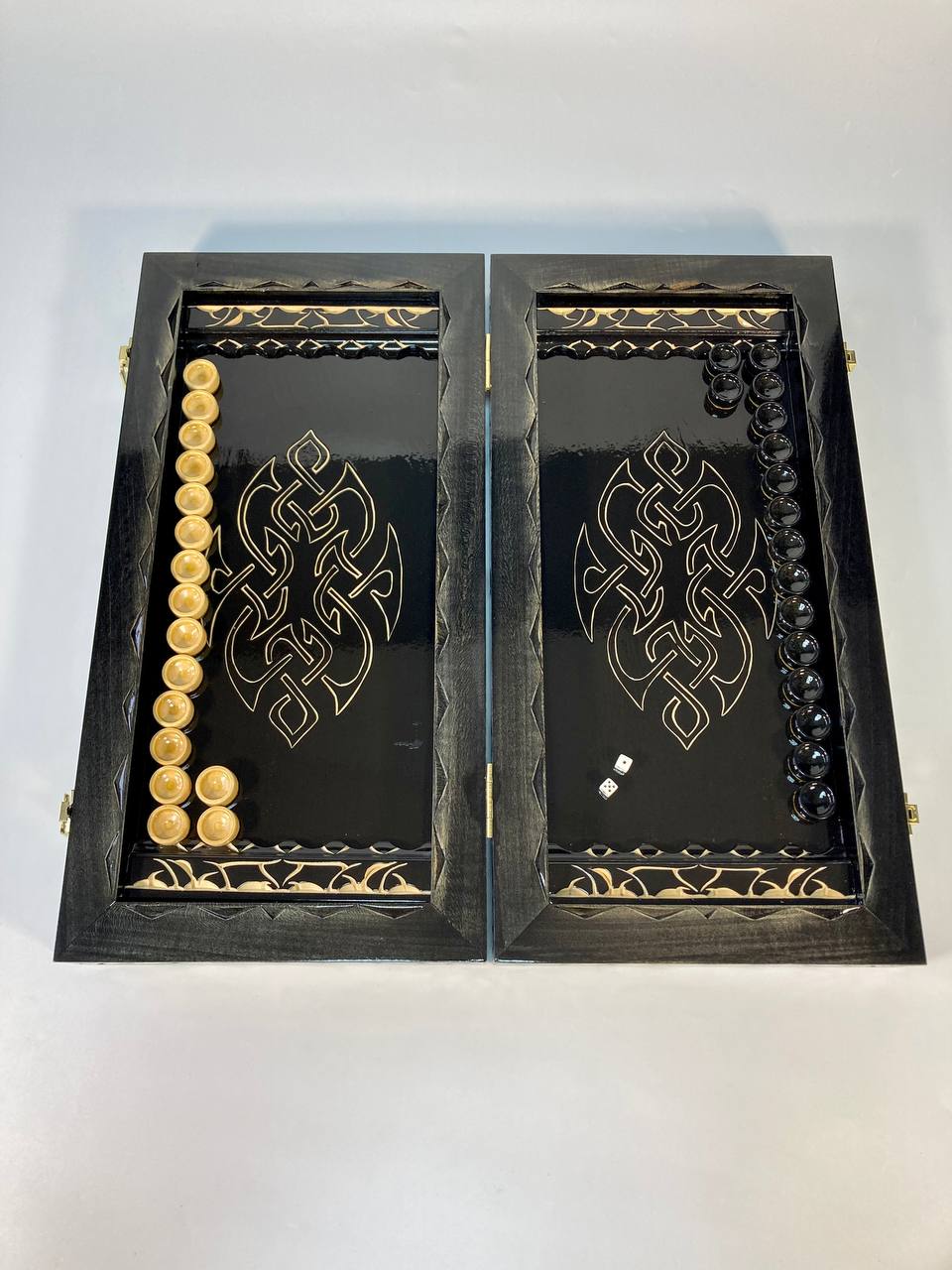 Handmade carved backgammon, backgammon set for home, carved handmade backgammon board