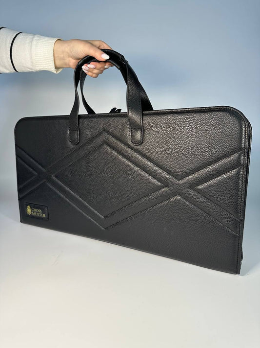 Leather storage case for backgammon/chess set, Genuine leather bag for storage chess