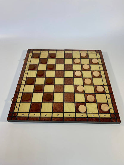 Chess, checkers, backgammon board 3in1 gift for lovers of strategies