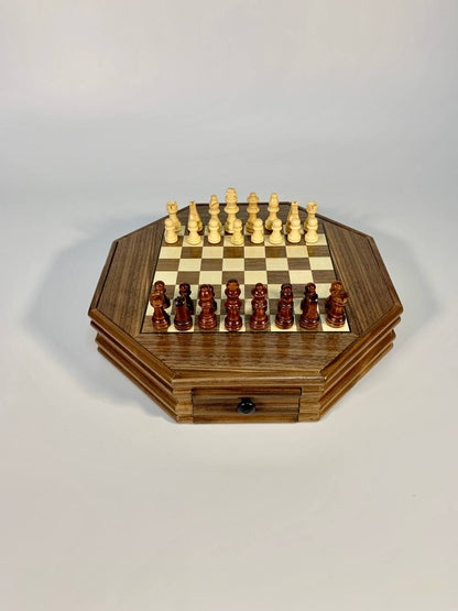 Classic magnetic  wooden chess set with storage chest, classic chess board, compact sized chess set, gift for dad, gift for couple limited