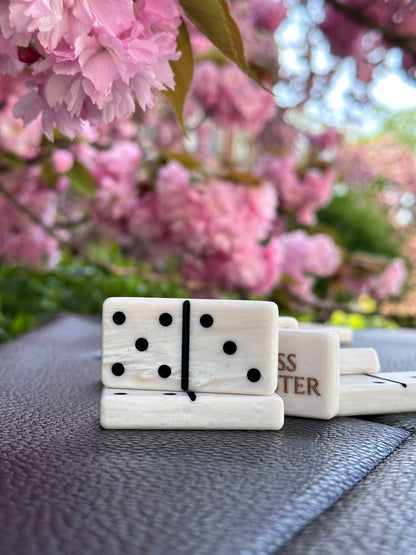 Customized Stone Dominoes set, art. 400013, Stone domino in a storage box