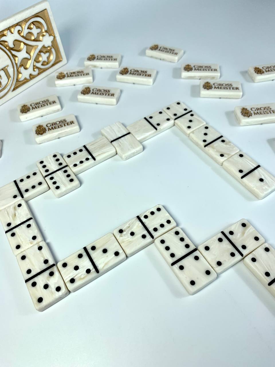 Customized Stone Dominoes set, art. 400013, Stone domino in a storage box