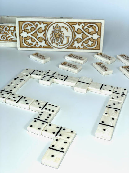 Customized Stone Dominoes set, art. 400013, Stone domino in a storage box