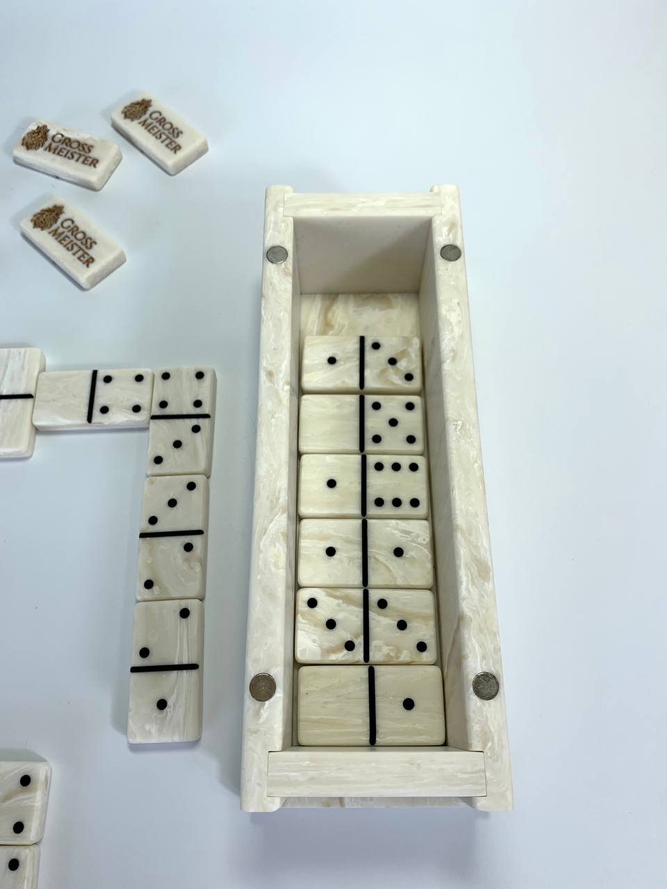 Jeu de dominos en pierre personnalisé, art. 400013, domino en pierre dans une boîte de rangement