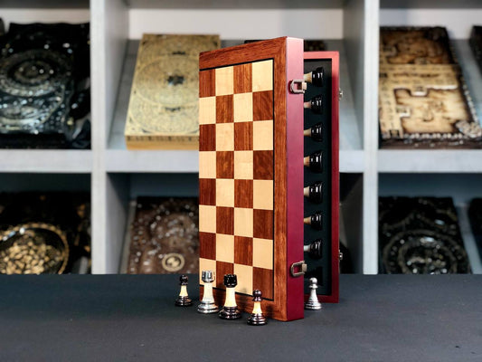 Compact sized Elegant wooden chess set, Gift-ready