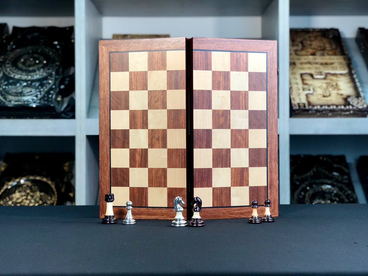 Compact sized Elegant wooden chess set, Gift-ready