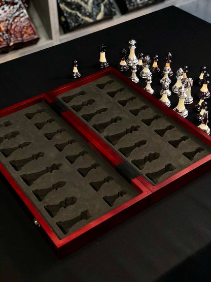 Compact sized Elegant wooden chess set, Gift-ready