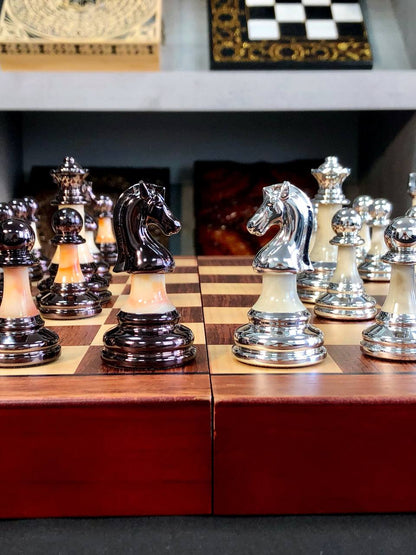 Compact sized Elegant wooden chess set, Gift-ready