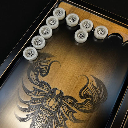 Backgammon de madera "Scorpion", juego de backgammon de regalo, tablero de backgammon