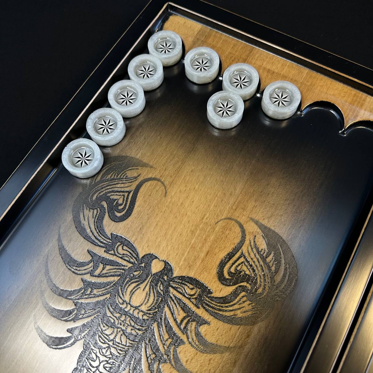 Backgammon de madera "Scorpion", juego de backgammon de regalo, tablero de backgammon