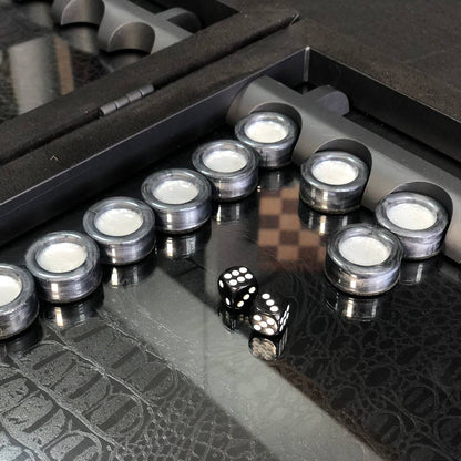 Exclusive Handmade Metal and Carbon Backgammon Set 60*30cm, Gift-ready