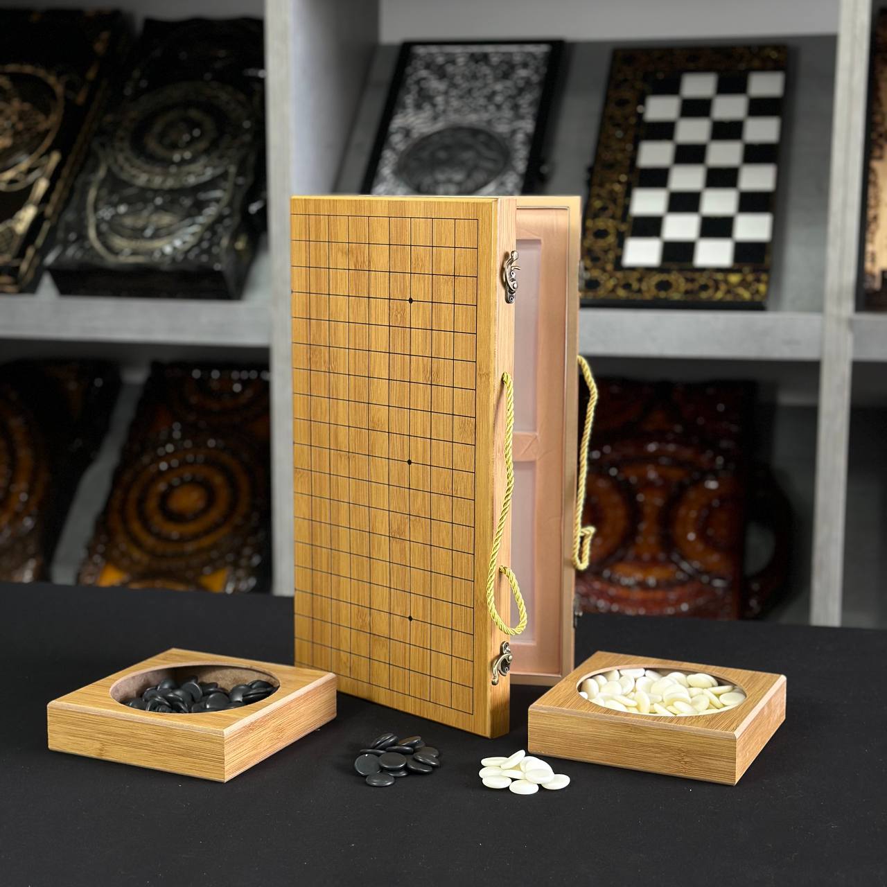 Board game Go, unusual gift for dad, gift for couple, wooden chinese board game