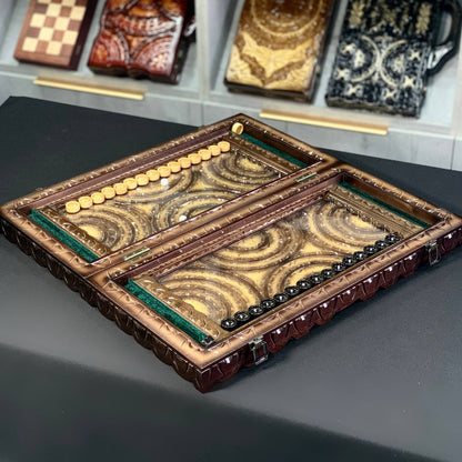 Exclusive Hand-Carved Wooden backgammon with Glass Board – Luxurious and Unique Gift-ready