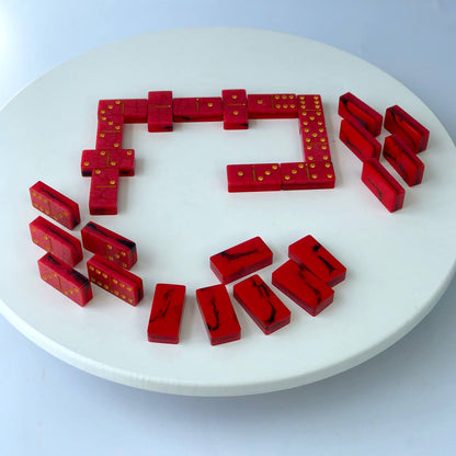 Dominoes Set Handmade Red Epoxy resin 47*24*12mm  in box. Gift-ready and Customized