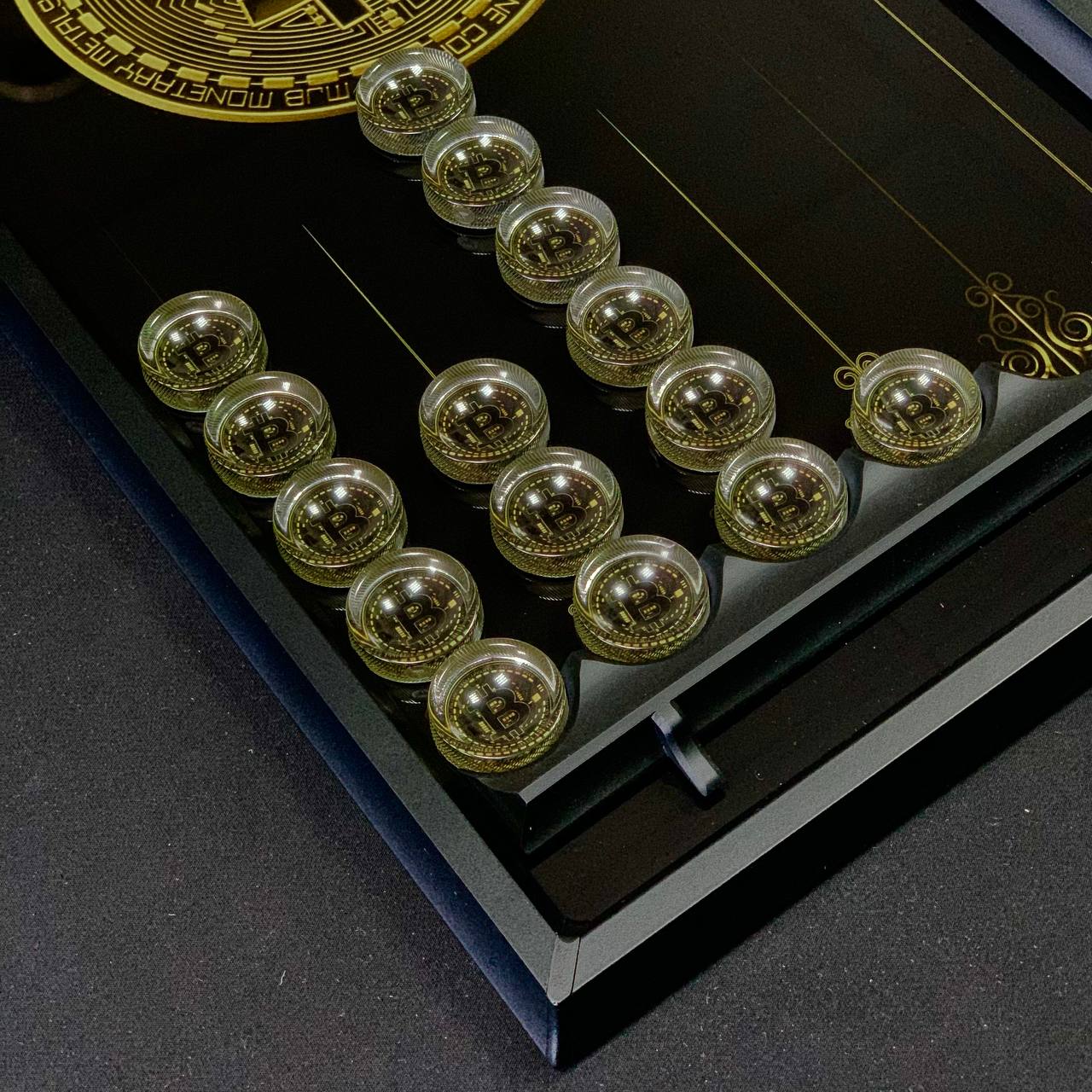 Glass Backgammon "Black Dollar" – Exquisite, Original, Customizable, Gift-Ready