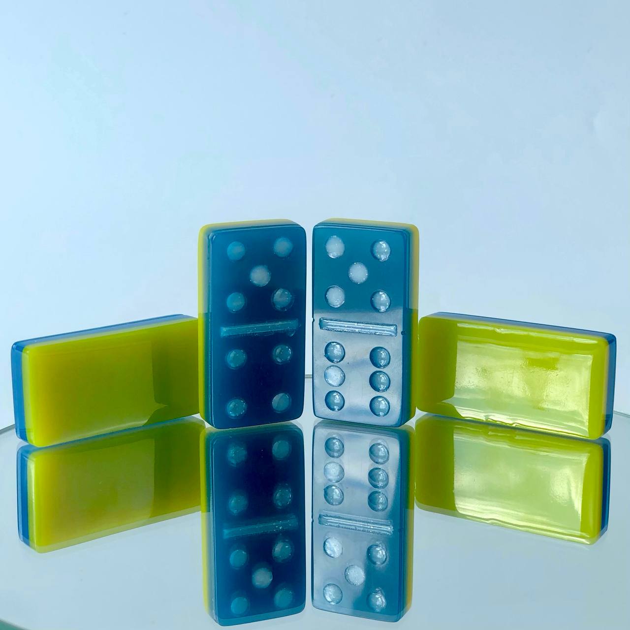 Glow Dominoes Set Handmade Epoxy resin 52*26*10mm in box. Gift-ready and Customized