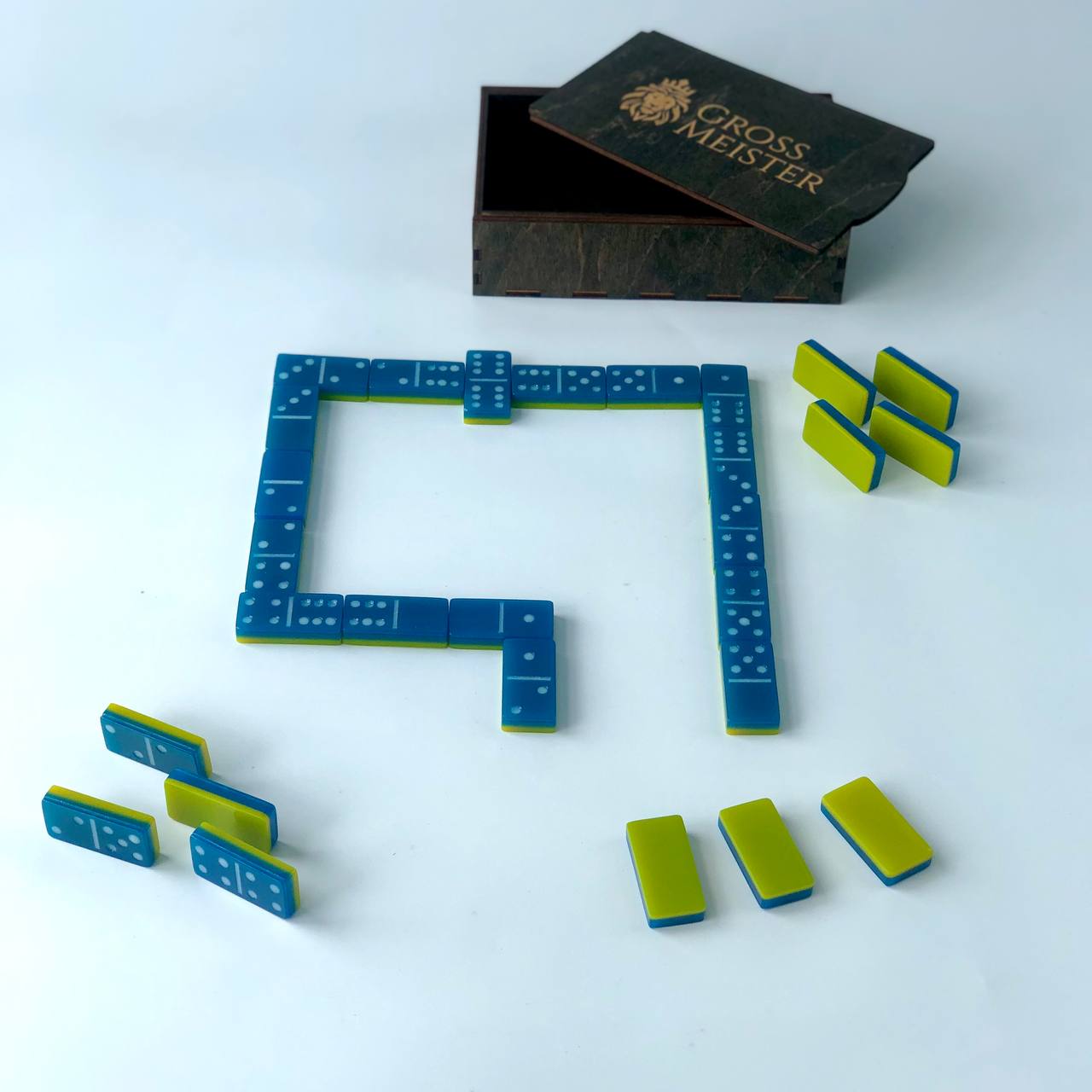 Glow Dominoes Set Handmade Epoxy resin 52*26*10mm in box. Gift-ready and Customized