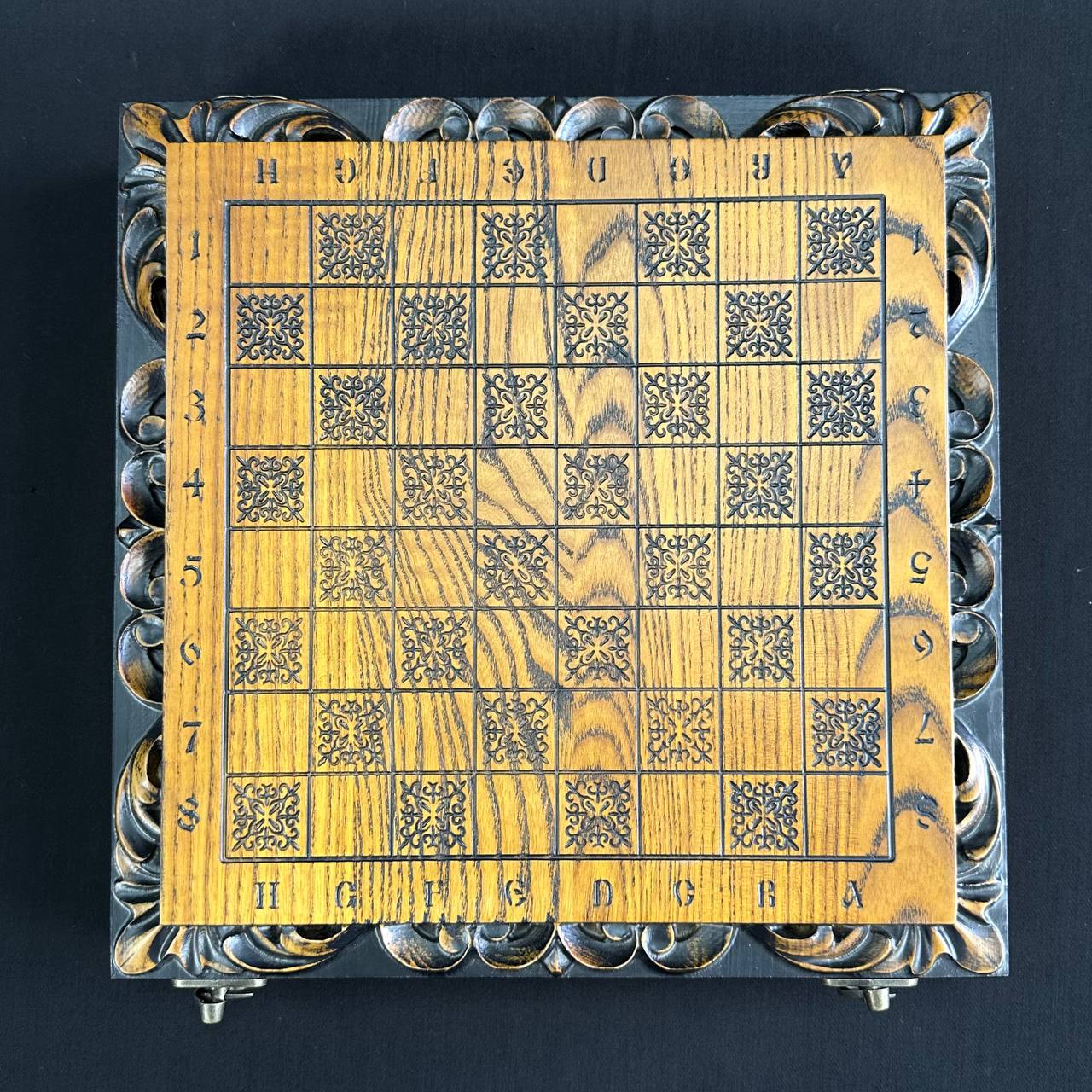 Exclusive Hand-Carved Wooden Chess Set and Checkers Set, 33 x 33 cm. Customized and gift-ready