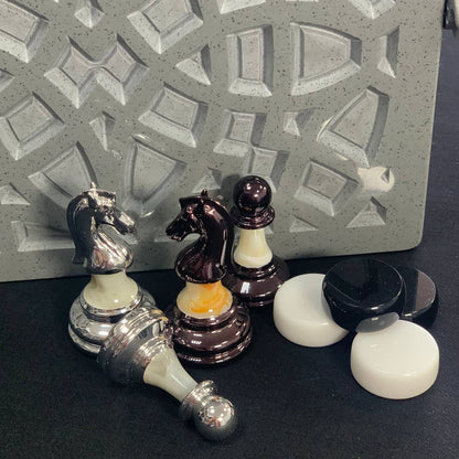 Acrylic stone chess Set 47*24cm: A Luxurious Gift for True Connoisseurs. Gift-ready