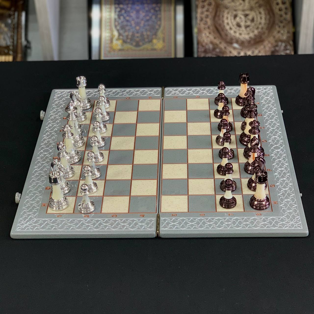 Acrylic stone chess Set 47*24cm: A Luxurious Gift for True Connoisseurs. Gift-ready