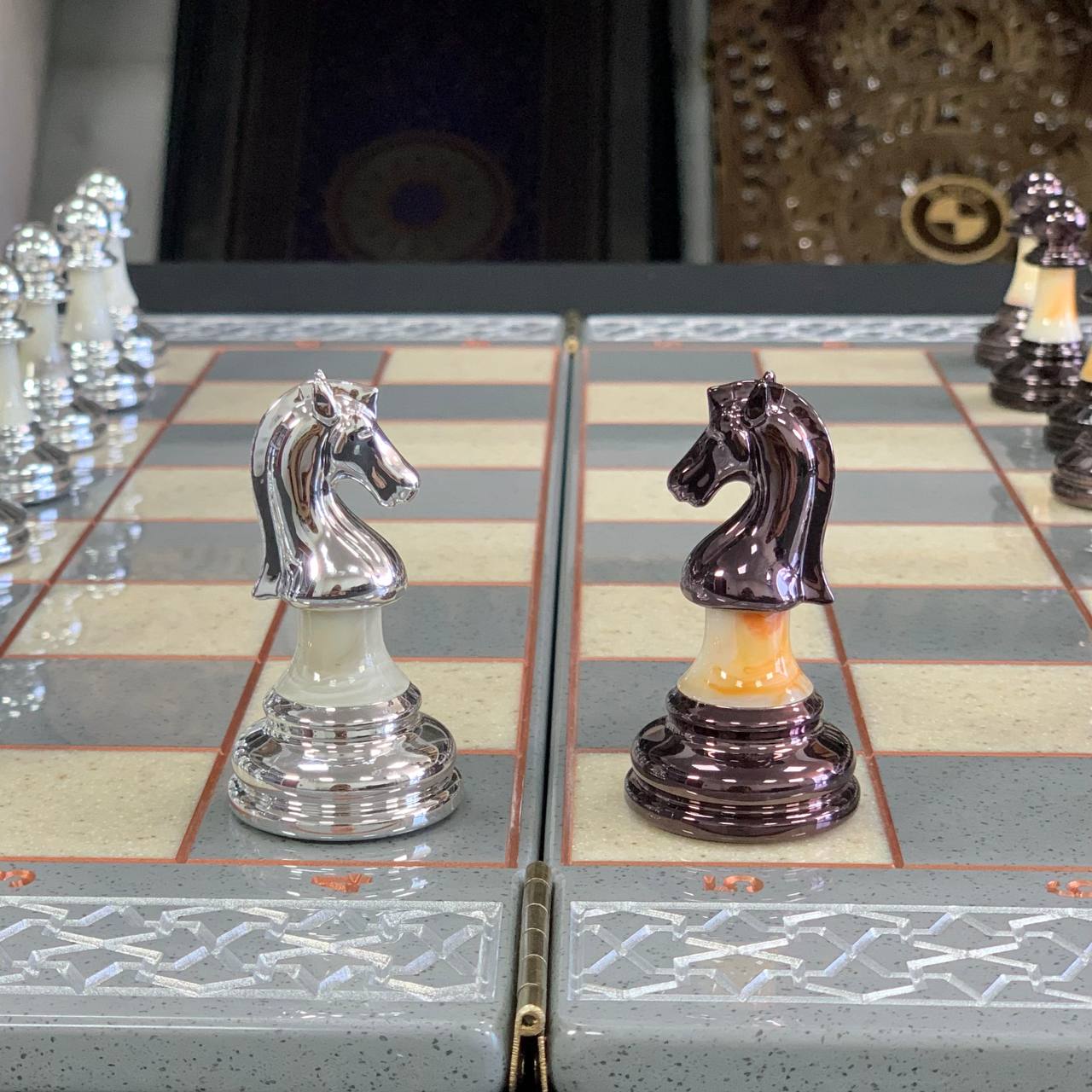 Acrylic stone chess Set 47*24cm: A Luxurious Gift for True Connoisseurs. Gift-ready