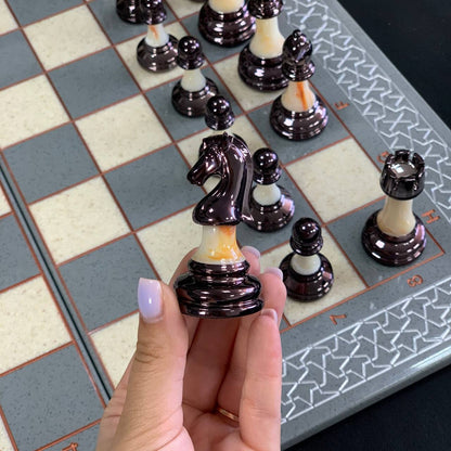 Acrylic stone chess Set 47*24cm: A Luxurious Gift for True Connoisseurs. Gift-ready