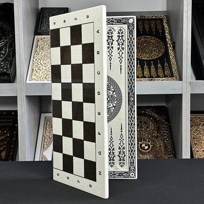 Luxury White Acrylic Stone Chess Set 47*23,5cm, Gift-ready Exlusive offer