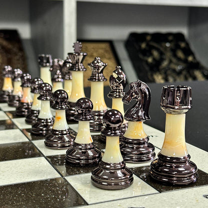 Luxury White Acrylic Stone Chess Set 47*23,5cm, Gift-ready Exlusive offer