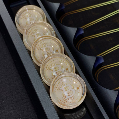 Glas-Backgammon „Bitcoin“, Backgammon-Brett, Geschenk für Chef