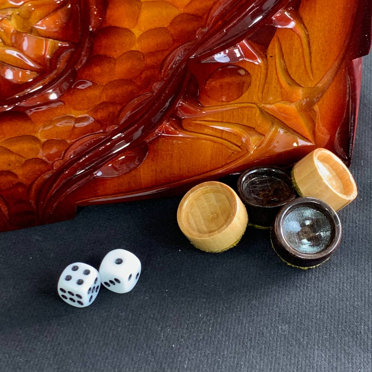 Exquisite Hand-Carved Wooden Backgammon with Glass Board 58*28*10 cm, Customized, Gift-ready