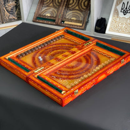 Exquisite Hand-Carved Wooden Backgammon with Glass Board 58*28*10 cm, Customized, Gift-ready