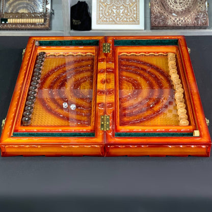 Exquisite Hand-Carved Wooden Backgammon with Glass Board 58*28*10 cm, Customized, Gift-ready