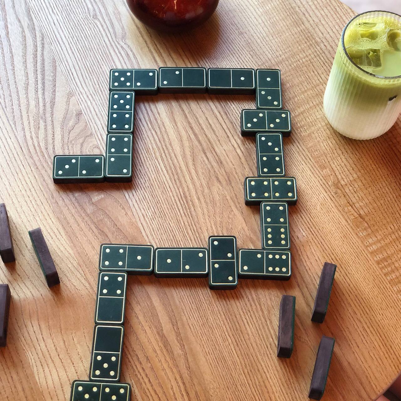 Luxury Domino set from Wood and Elegant Leather, 52*27*12mm green dominoes, Gift-ready