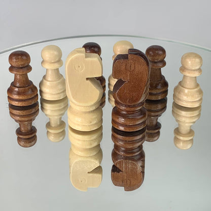 Small chess pieces set, 5.5cm King. Wooden game board accessories.