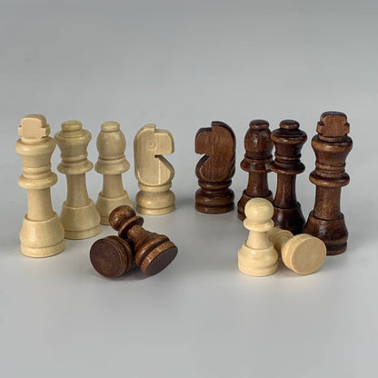 Small chess pieces set, 5.5cm King. Wooden game board accessories.