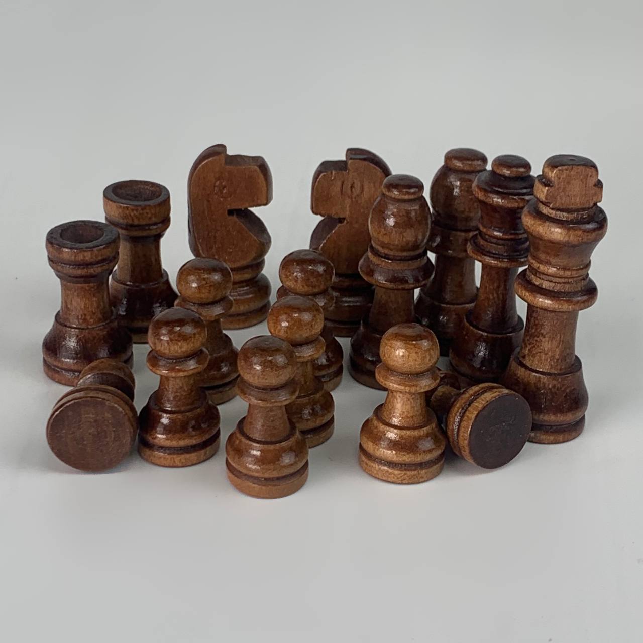 Small chess pieces set, 5.5cm King. Wooden game board accessories.