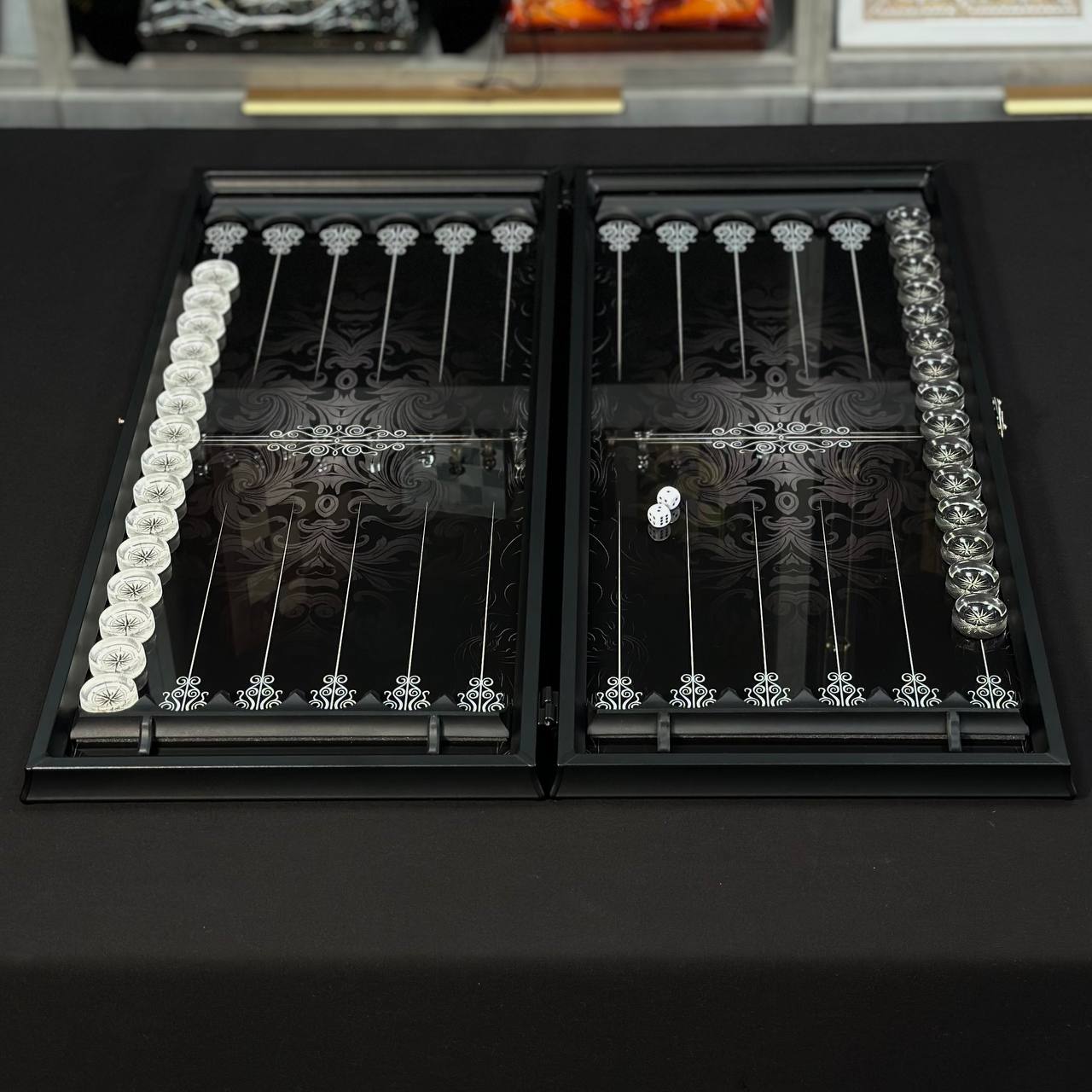 Luxurious Handmade Glass Backgammon Set 61*27cm. Customized, Gift-ready