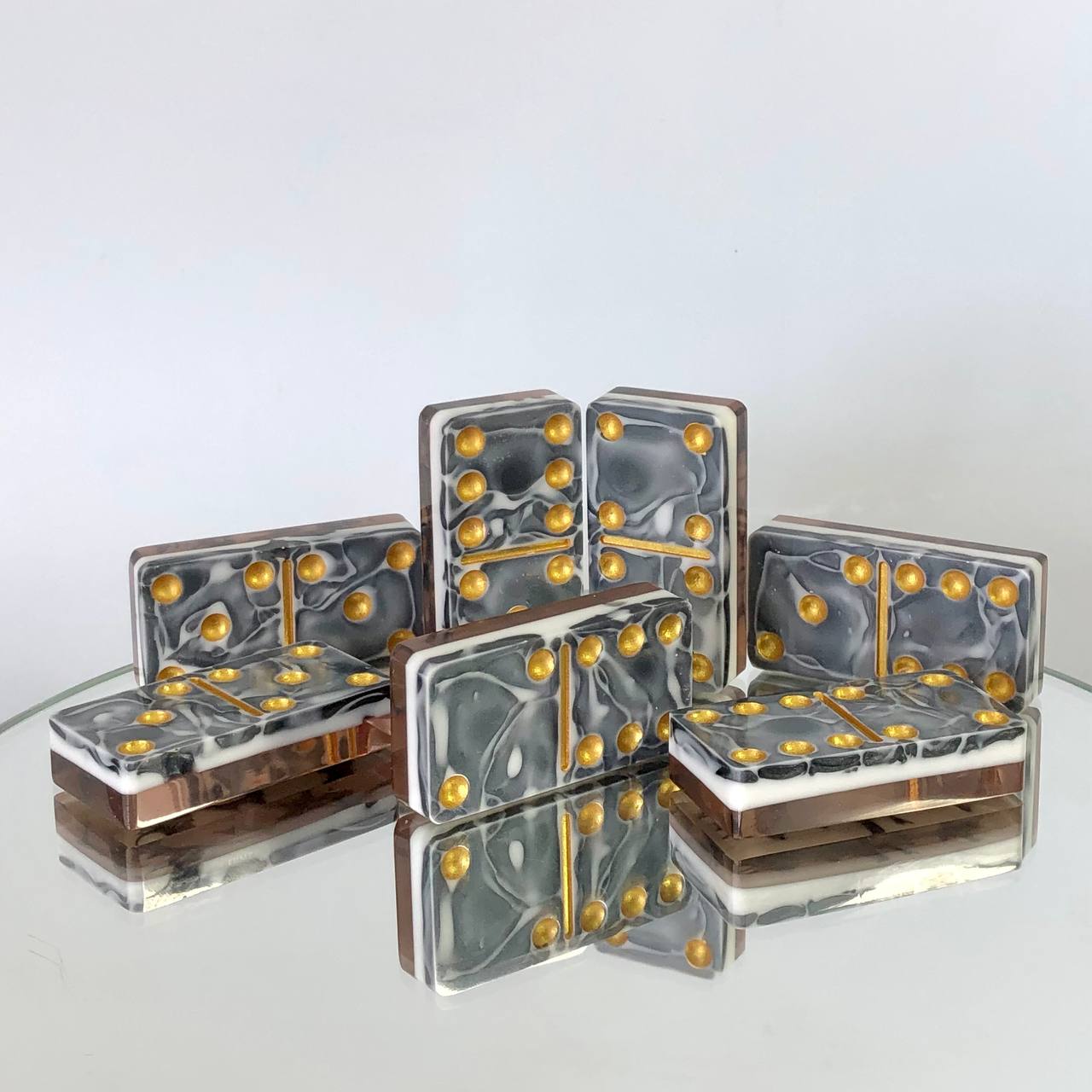 Dominoes Set Handmade Epoxy resin 48*24*11mm in box. Gift-ready and Customized