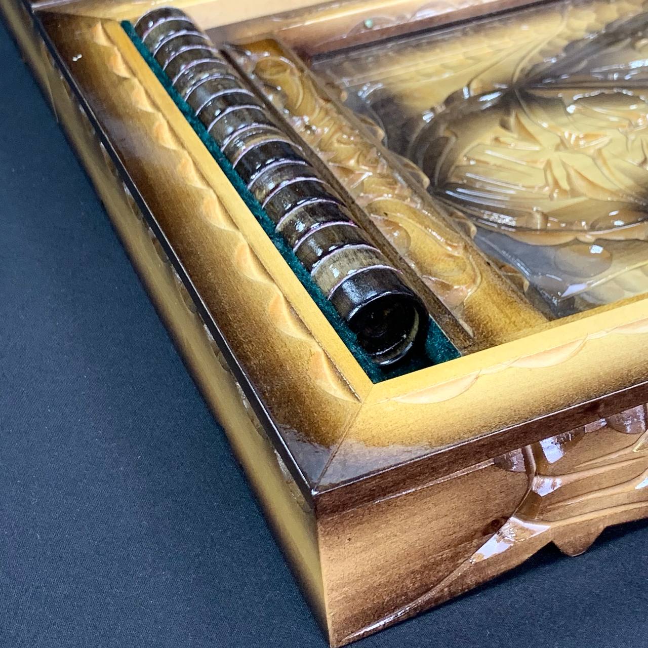 Exquisite Hand-Carved Wooden Backgammon with Glass Board 58*28*10 cm, Customized, Gift-ready