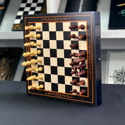 Magnetic wooden Chess Set with Additional Drawers for Piece Storage, Art.198010. Gift-ready