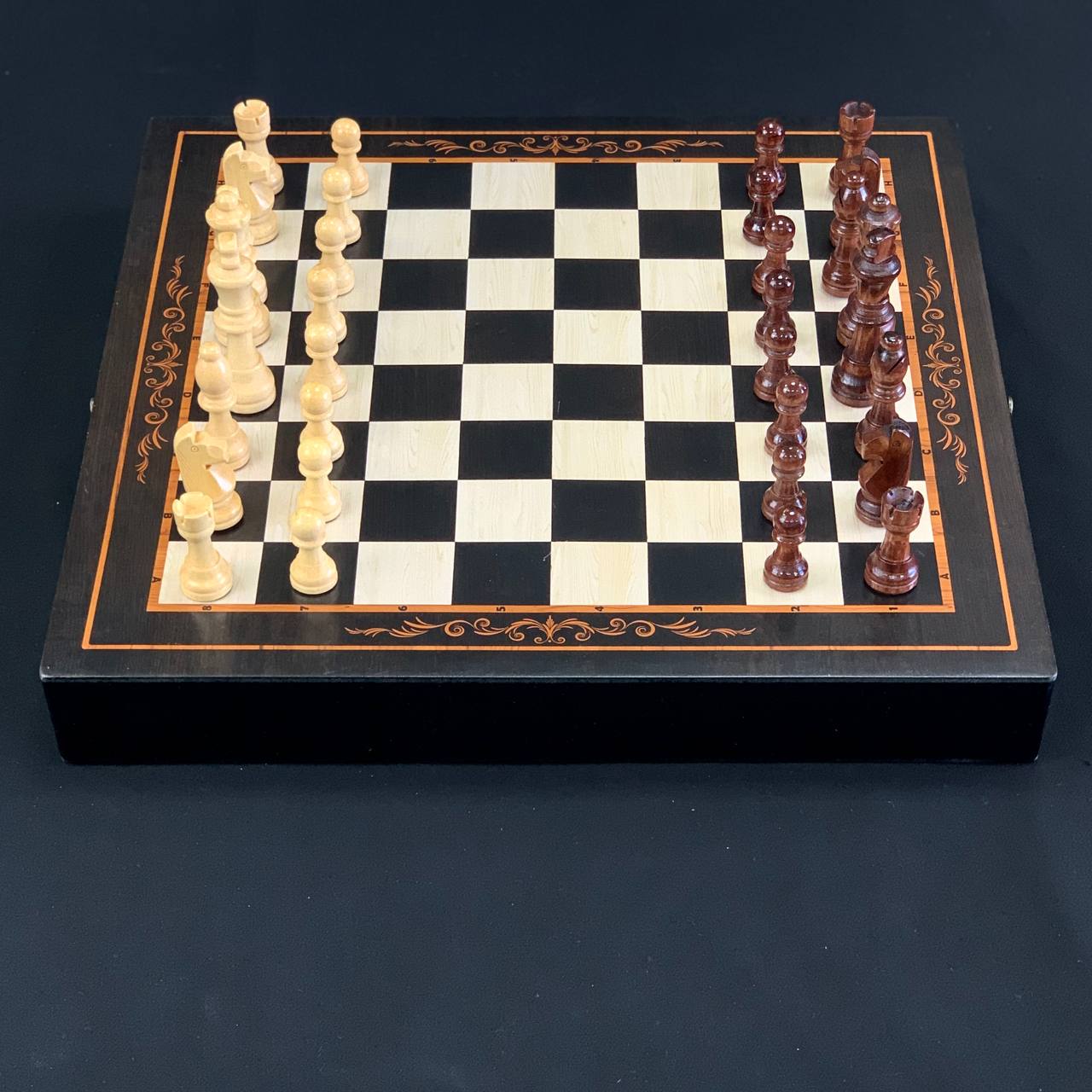 Magnetic wooden Chess Set with Additional Drawers for Piece Storage, Art.198010. Gift-ready