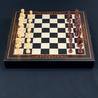 Magnetic wooden Chess Set with Additional Drawers for Piece Storage, Art.198010. Gift-ready