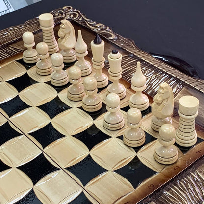 Exclusive Handmade Wooden Chess Set 3-in-1, 60*30cm, Art.191006. Customized and Gift-ready