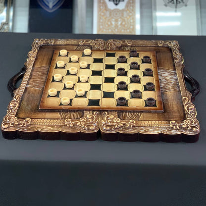 Exclusive Handmade Wooden Chess Set 3-in-1, 60*30cm, Art.191006. Customized and Gift-ready