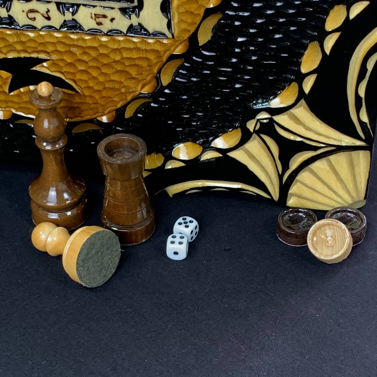 Exclusive Handmade Wooden Chess Set 3-in-1, 60*30cm, Art.191306. Customized and Gift-ready