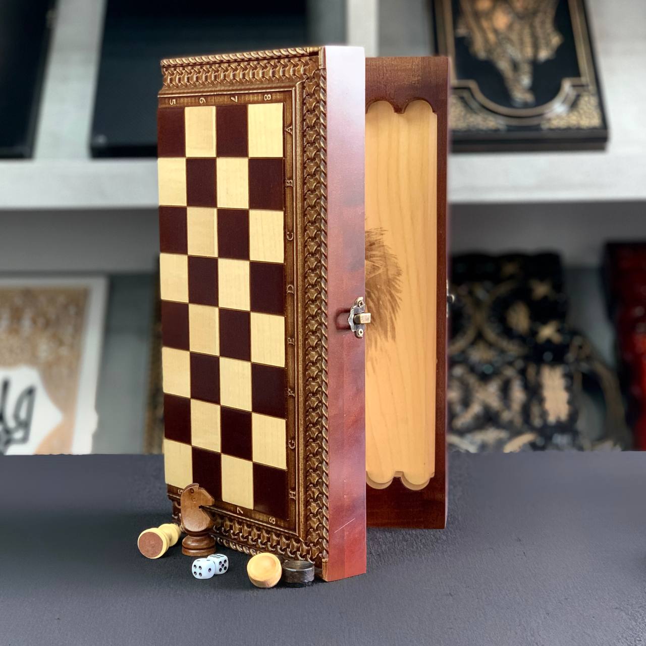 Wooden Chess set, Checkers, and Backgammon 3-in-1: Compact, Exciting Travel Set. Gift-ready