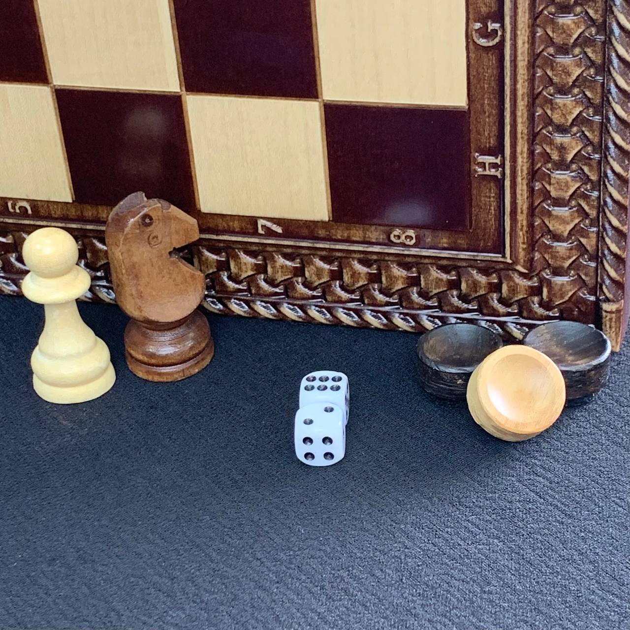 Wooden Chess set, Checkers, and Backgammon 3-in-1: Compact, Exciting Travel Set. Gift-ready