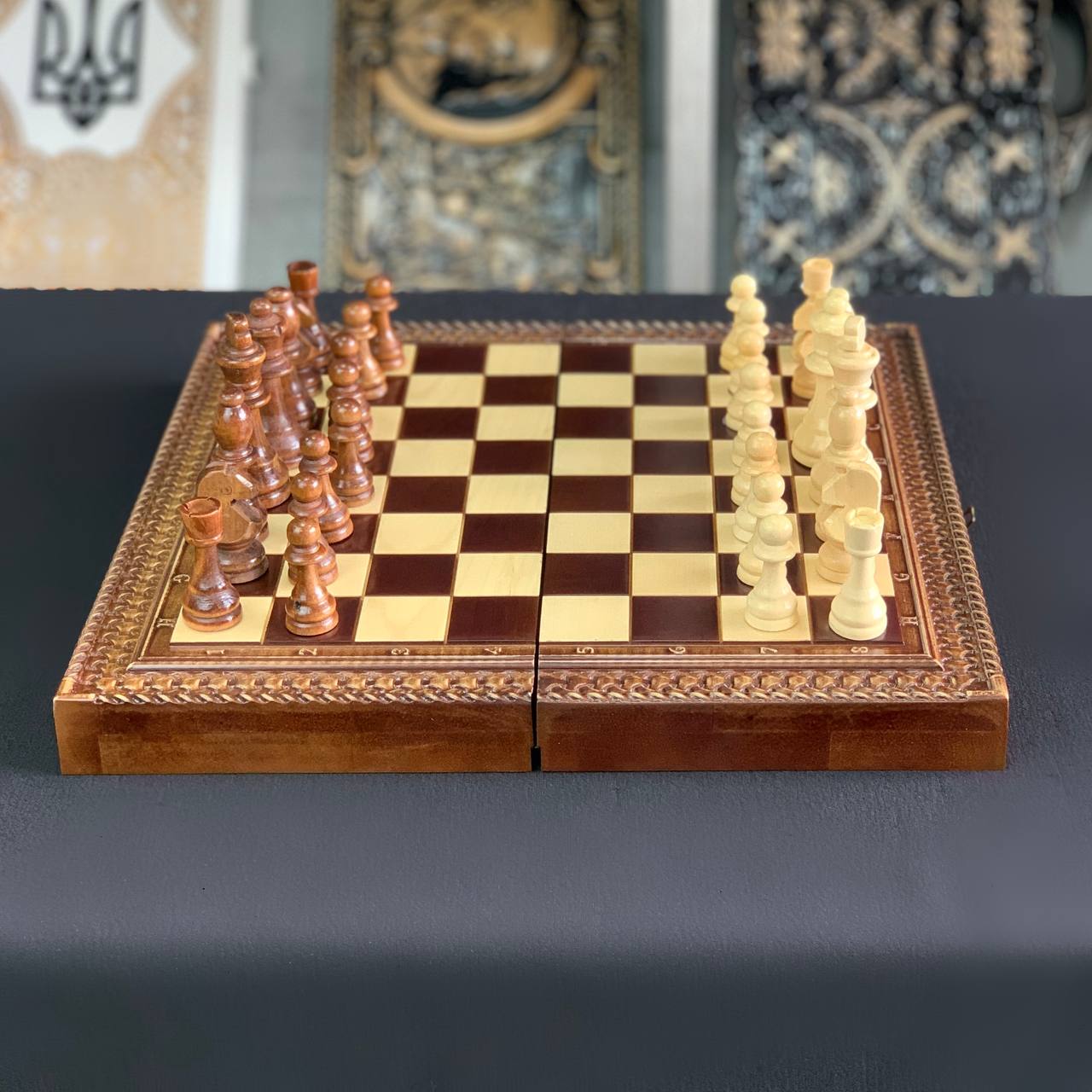 Wooden Chess set, Checkers, and Backgammon 3-in-1: Compact, Exciting Travel Set. Gift-ready