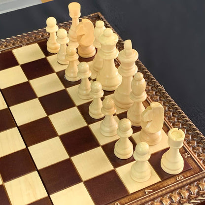 Wooden Chess set, Checkers, and Backgammon 3-in-1: Compact, Exciting Travel Set. Gift-ready